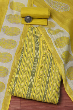 Yellow Cotton Unstitched Suit set image number 1