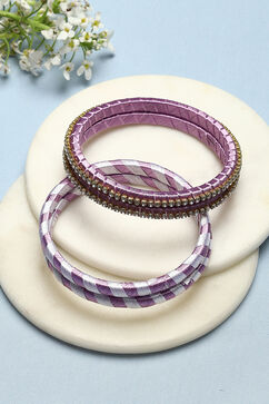 Lilac Plastic & Thread Bangles image number 0