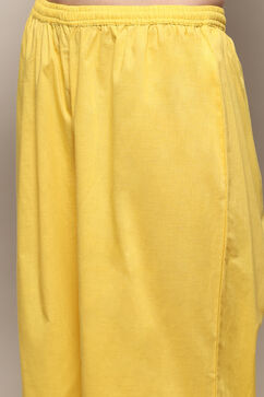 Yellow Cotton Schiffli Kurta & Palazzo Suit Set image number 2