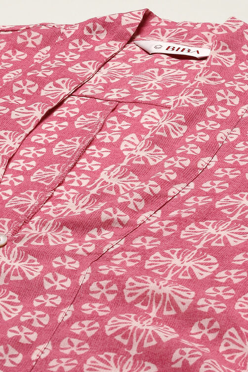 Pink Cotton Straight Kurta Set image number 1