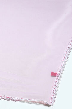 Pink Schiffli Cotton Flared Kurta With Palazzo & Net Dupatta image number 3