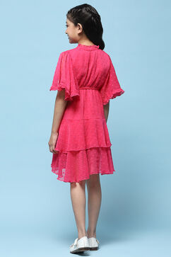 Pink Chiffon Dobby Tiered Dress image number 3