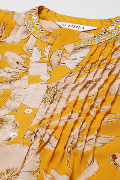 Yellow Polyester Straight Printed Kurta image number 1