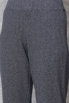 Navy Straight Cotton Pants image number 1