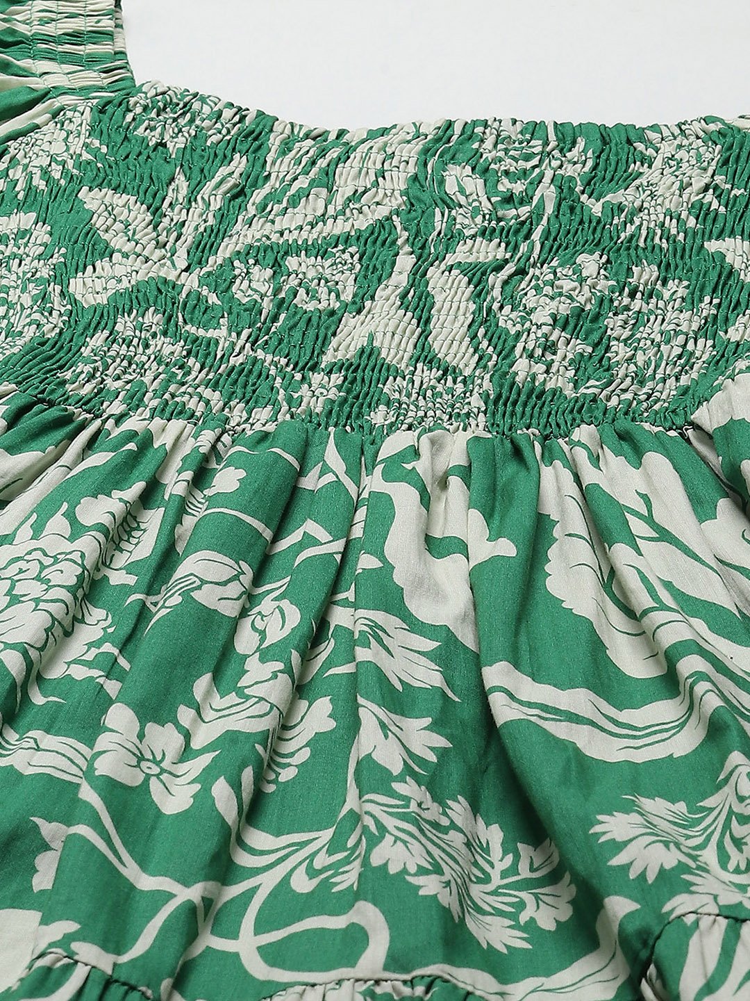 Green Cotton Tiered Dress image number 1