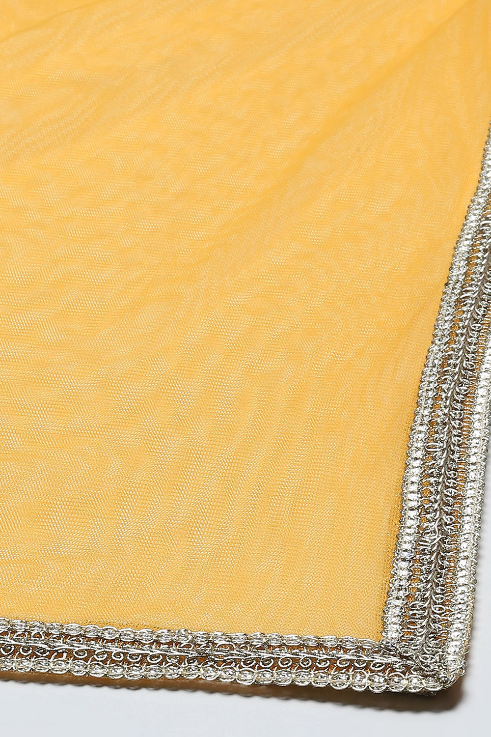 Yellow Chanderi Blouse With Net Lehenga & Net Dupatta image number 3