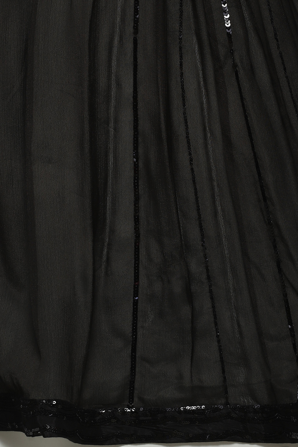Black Silk Gathered Solid Kurta Suit Set image number 2